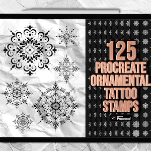 Ornamental tattoo Procreate stamps. Ornamental Procreate tattoo stamps. Procreate ornament stamps