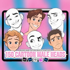 Cartoon prince Procreate face stamps | Procreate cartoon face stamps | Procreate cartoon head base | Cartoon face Photoshop brushes