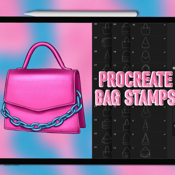 Procreate bag stamps | Procreate handbag stamp brushes | Procreate backpack stamps | Bag Procreate stamps | Bag Procreate brushes