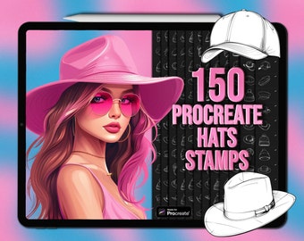 Procreate hat stamps | Hats Procreate Stamps | Hat Procreate Brushes | Procreate cap stamps