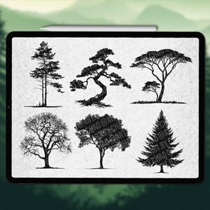 Procreate tree silhouette stamps | Forest Procreate tree stamp brushes | Procreate tree brushes | Photoshop tree | Clip Studio Paint tree