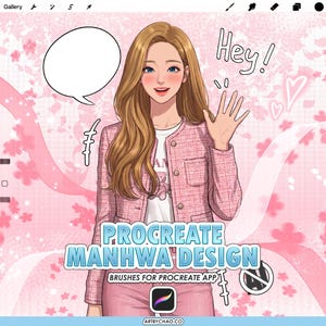 Procreate Manhwa FX brushes: 100 layout, speech bubbles, panel borders, hatching and lighting