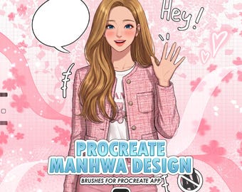 Pędzle Procreate Manhwa FX: 100 układów, dymki dialogowe, obramowania paneli, kreskowanie i oświetlenie