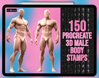 3D male body Procreate stamps | 3D Male Procreate pose stamps