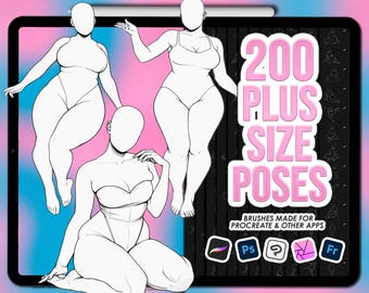 Procreate Female Pose Stamps – plus size body stamps for figure drawing, Photoshop & CSP supported