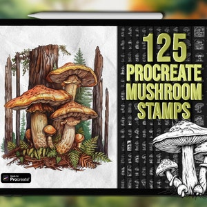 Mushroom Procreate stamps | Procreate mushroom stamps | Procreate mushrooms