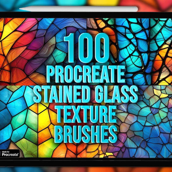 Stained glass Procreate brushes | Stained glass Procreate texture brushes | Procreate mosaic brushes | Mosaic texture Procreate brushes