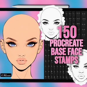 Base Procreate face stamps | Procreate head base stamps | Female face Procreate stamps | Face Procreate brushes