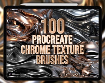 Pinceles de textura cromada para Procreate. Pinceles de textura metálica para Procreate. Pinceles cromados para Procreate. Pinceles de textura de metal líquido para Procreate.
