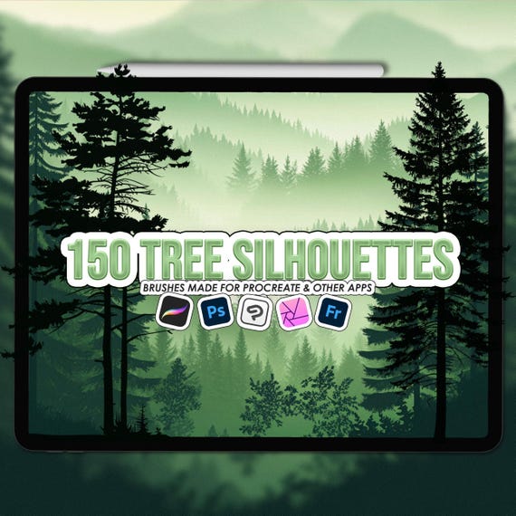 Procreate Tree Silhouette Stamps (Photoshop & Clip Studio Paint supported)