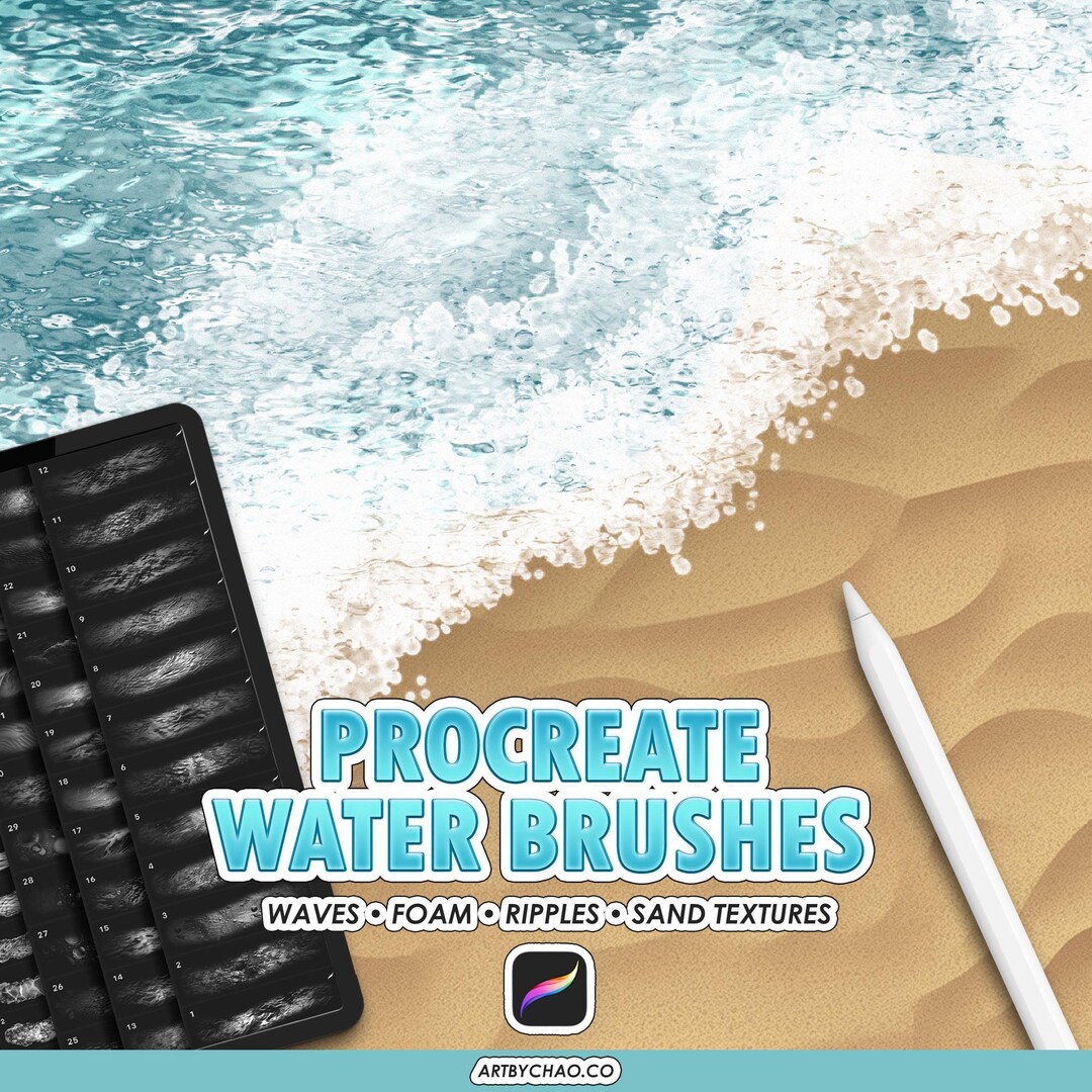 Procreate Water Brushes: Waves, Foam, Ripples & Sand Textures - Etsy