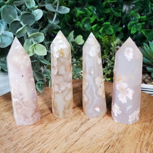 Flower Agate Towers - Polished Flower Agate - Medium Flower Agate Generators - Pink Flower Agate Towers