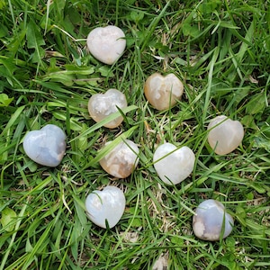 Flower Agate Hearts - Small Flower Agate Hearts - Polished Flower Agate