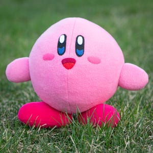 Kirby plush, Kirby handmade stuffed animal, 8.6in high, made to order