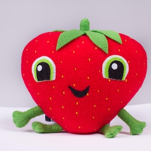 Pelúcia de morango inspirada em Cloudy with a chance of meatballs, Barry, 5,1 x 5,9 pol.