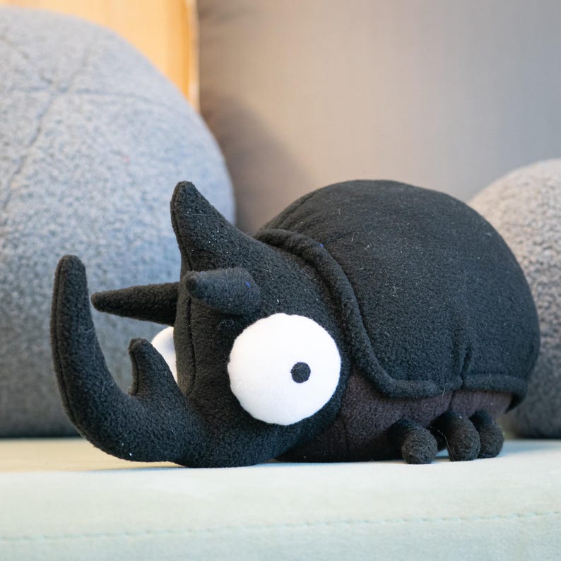 Insect Teddy Rhino Beetle Plush – Handmade Earthy Insect Stuffed Toy, Unique Horned ...