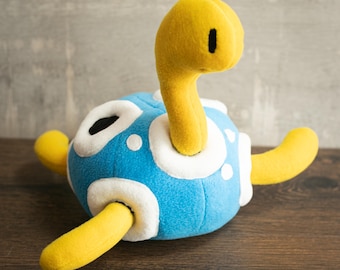 Blue Shuckle the turtle plush, shiny Shuckle handmade plushie, 11 in high, made to order