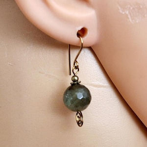 Faceted Bronzite Artisan Crafted Vintage Bronze Filigree Earrings ~ Made in USA #920