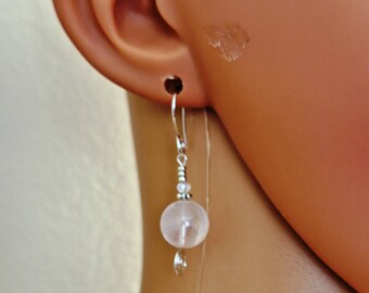 Feminine Rose Quartz Artisan Crafted Silver Filigree Earrings ~ Made in USA