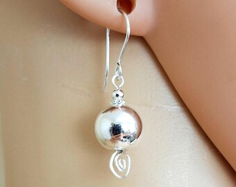 Bright Silver Hematite Earrings: Silver Filigree #3057