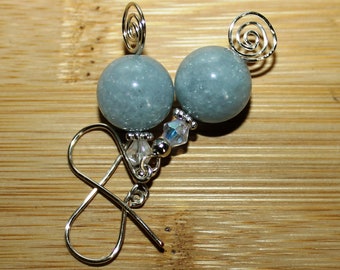 Brazilian Aquamarine Stone Artisan Crafted Silver Filigree Earrings in Gift Box ~ Made in USA