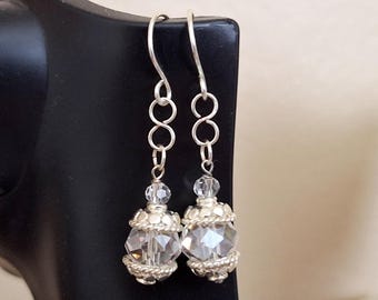 Faceted AB Crystal Silver Earrings #3008
