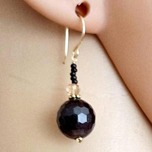 Garnet Drop Earrings: Gold Filled Micro-Faceted #765
