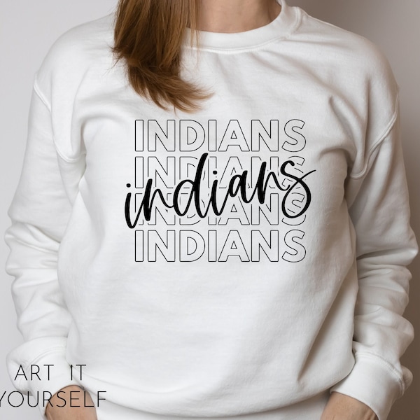 Indians Team Design, Team Apparel, Indians Shirt SVG, Indians Mascot,  Cricut / Sillhouette Files, svg, png