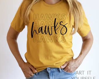 Hawks Team Shirt SVG, Mascot Design (Digital Download)