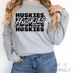 Huskies Retro Repeat Team Design, Vêtements d’équipe, Fichier Huskies, Mascotte Huskies, Fichiers Cricut / Sillhouette, svg, png