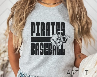 Pirates Baseball Retro Team Design, Team Apparel, Pirates File, Pirates Mascot,  Cricut / Sillhouette Files, svg, png