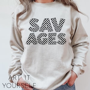 Savages Retro Checkered Team Design, Team Apparel, Savages Shirt SVG, Savages Mascot,  Cricut / Sillhouette Files, svg, png