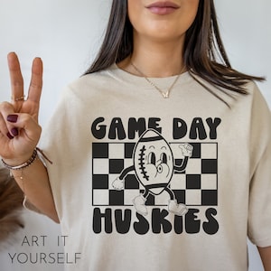 Huskies Retro Football Team Design, vêtements d’équipe vintage, fichier Huskies, mascotte huskies, fichiers Cricut / Sillhouette, svg, png