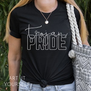 Trojan Pride Team Design, Team Apparel, Trojan Team File, Trojans Shirt Mascot,  Cricut / Sillhouette Files, svg, png