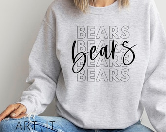 Bears Team Repeat Design SVG, PNG, PDF (Digital Download)