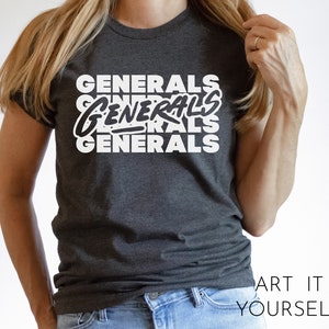 Generals Retro Repeat Team Design, Vintage Team Apparel, Generals Shirt SVG, Generals Mascot,  Cricut / Sillhouette Files, svg, png