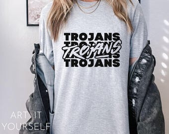 Trojans Retro Repeat Team Design, Team Apparel, Trojan File, Trojans Mascot,  Cricut / Sillhouette Files, svg, png