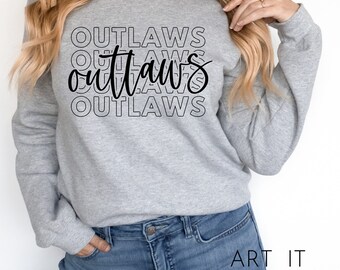 Outlaws Repeat Team Design, Team Apparel, Outlaws File, Outlaws Mascot,  Cricut / Sillhouette Files, svg, png