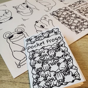 Pocket Frogs | Downloadable and Printable Mini Coloring Book File | DIY Coloring Book | Frog Coloring Book with Instructions