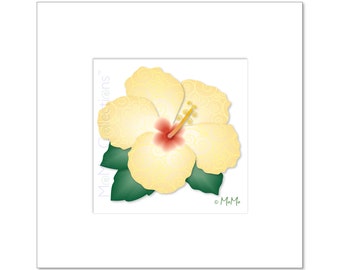 Impresión de arte digital: impresión hibisco amarillo imprimible (5 "imagen x 5"), arte colorido original, diseños vivos