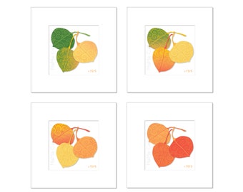 Digital Art Prints (Set of 4): Printable Aspen Seasons Prints (5" x 5" images), Original Colorful Art, Vivid Designs