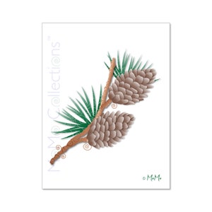 Cartão de pinhas para impressão (em branco): cartão de download digital, designs coloridos originais, versos cativantes, para ela, ele, amigo e família
