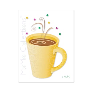 Cartão de aniversário para impressão (café com leite tardio): cartão de download digital, designs coloridos originais, versos cativantes, para ela, ele, amigo e família