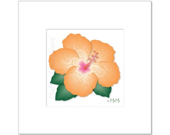 Impresión de arte digital: impresión de Hibiscus naranja imprimible (imagen de 5" x 5"), arte colorido original, diseños vívidos