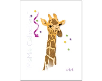 Tarjeta de cumpleaños imprimible (Giraffe): tarjeta de descarga digital, diseños coloridos originales, versos pegadizos, para ella, para él, para un amigo, para la familia