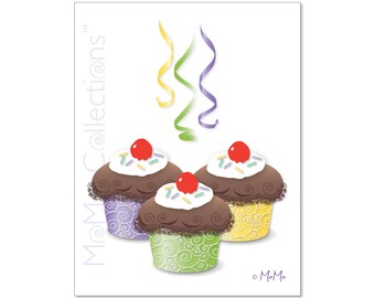 Tarjeta de cumpleaños imprimible (delicias de Cupcake): tarjeta de descarga digital, diseños coloridos originales, versos pegadizos, para ella, para él, amigo y familia
