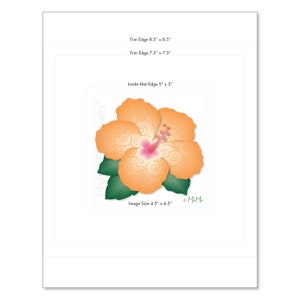 Digital Art Print: Printable Orange Hibiscus Print 5 x 5 image, Original Colorful Art, Vivid Designs image 5