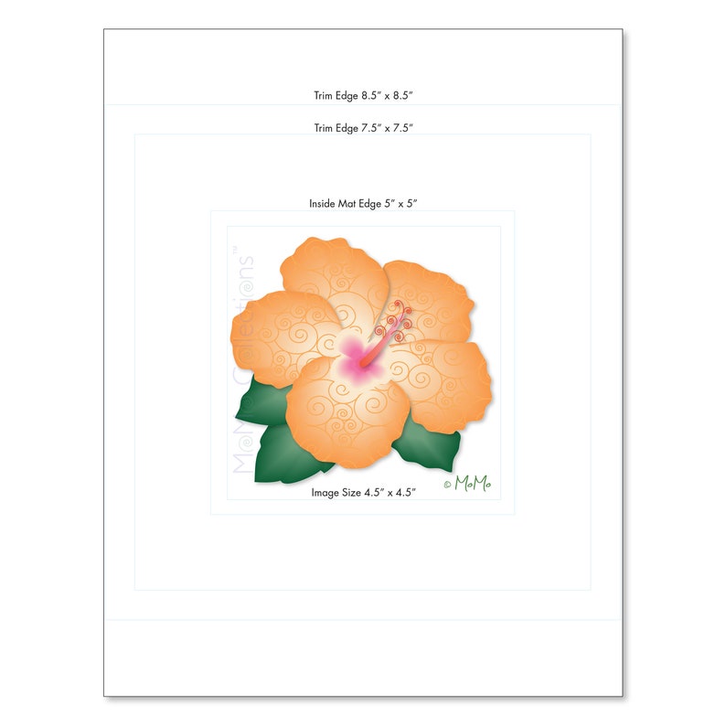 Digital Art Print: Printable Orange Hibiscus Print 5 x 5 image, Original Colorful Art, Vivid Designs image 5