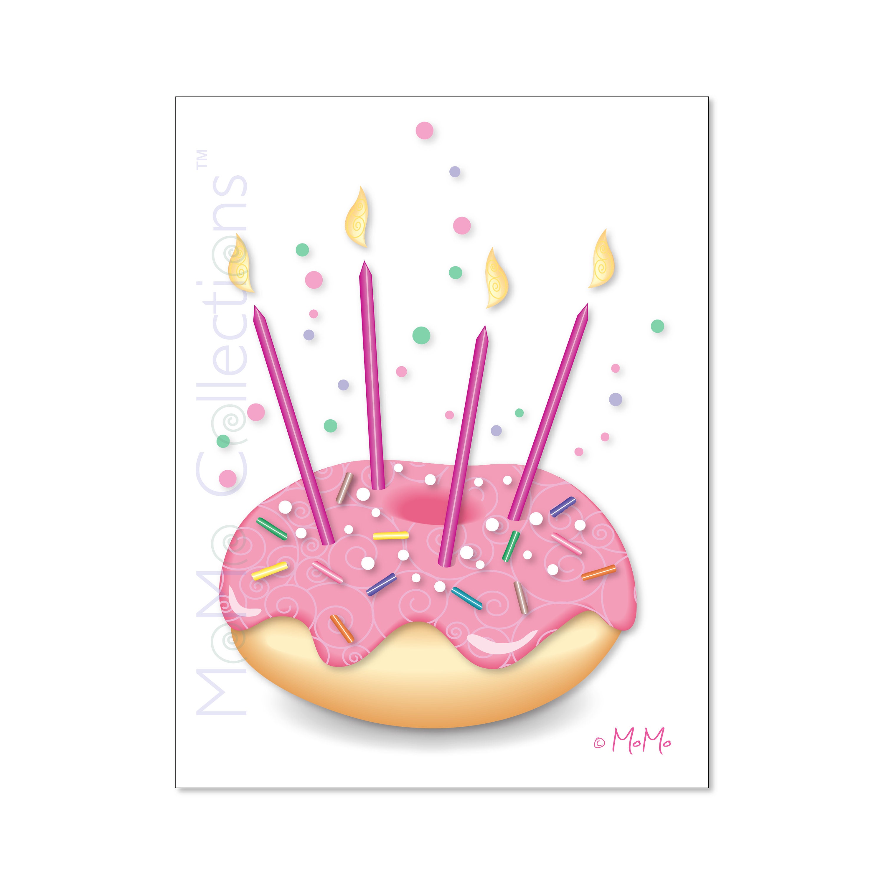 Printable Birthday Card pink Donut: Digital Download Card, Original ...