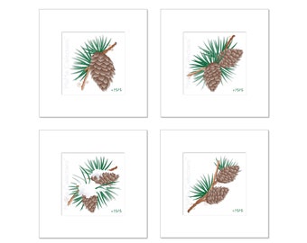 Impresiones de arte digital (conjunto de 4): impresiones de piña imprimibles (imágenes de 5" x 5"), arte colorido original, diseños vívidos